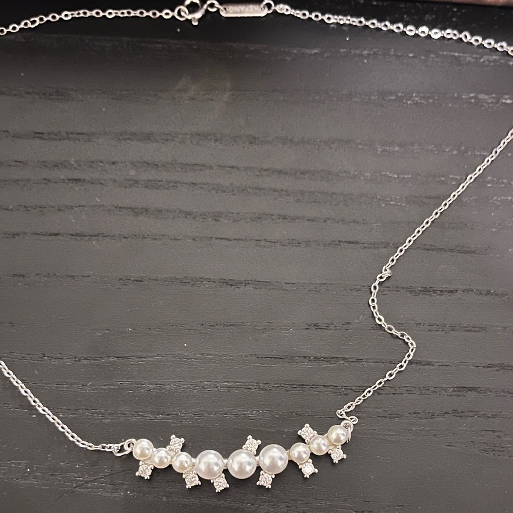 Silver Pearl and Diamond Necklace